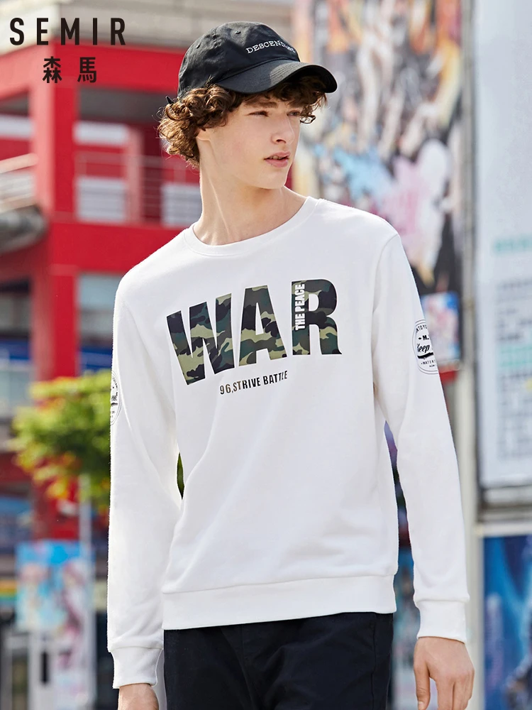 Мужские толстовки с капюшоном Semir Свободный пуловер в стиле хип-хоп круглым