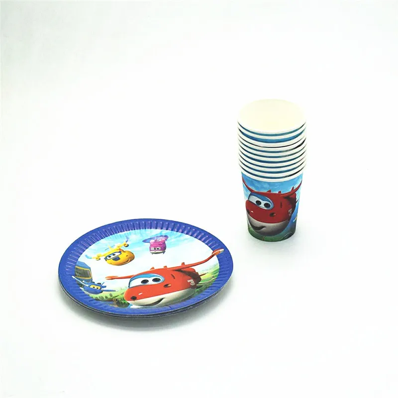 

20pcs/Lot 10kids use superwings/super wings disposable tablewares set plates cups birthday party supplies home use