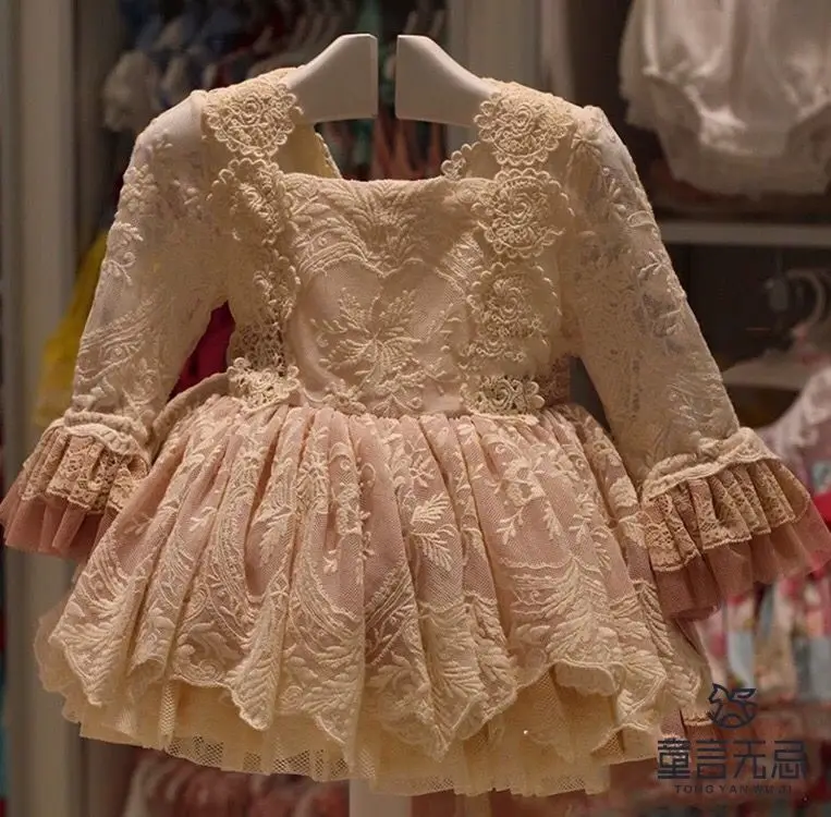3PCS Baby Spring Autumn Summer Lace Vintage Palace Spanish Lolita Ball Gown Princess Dress for Girl Birthday Christmas Wedding | Детская