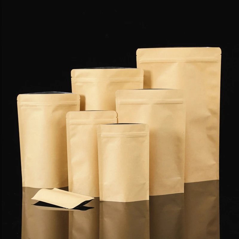 Bolsas de Kraft resellables, bolsas de sellado térmico para frutos secos, café molido, aperitivos, nueces, polvo, color Beige, Bolsa con cierre de wedding snackbag bag - AliExpress