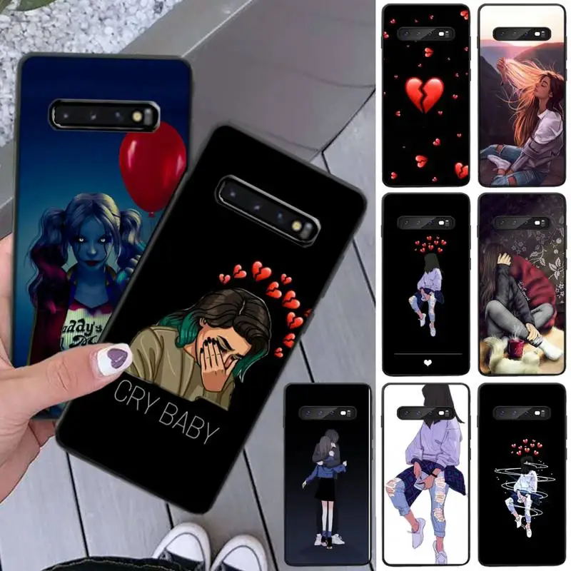 

LJHYDFCNB Sad girl Phone Case For Samsung S8 S8 Plus S9 S9 Plus S10 S10 plus S10E lite S10-5G S20 UITRA plus