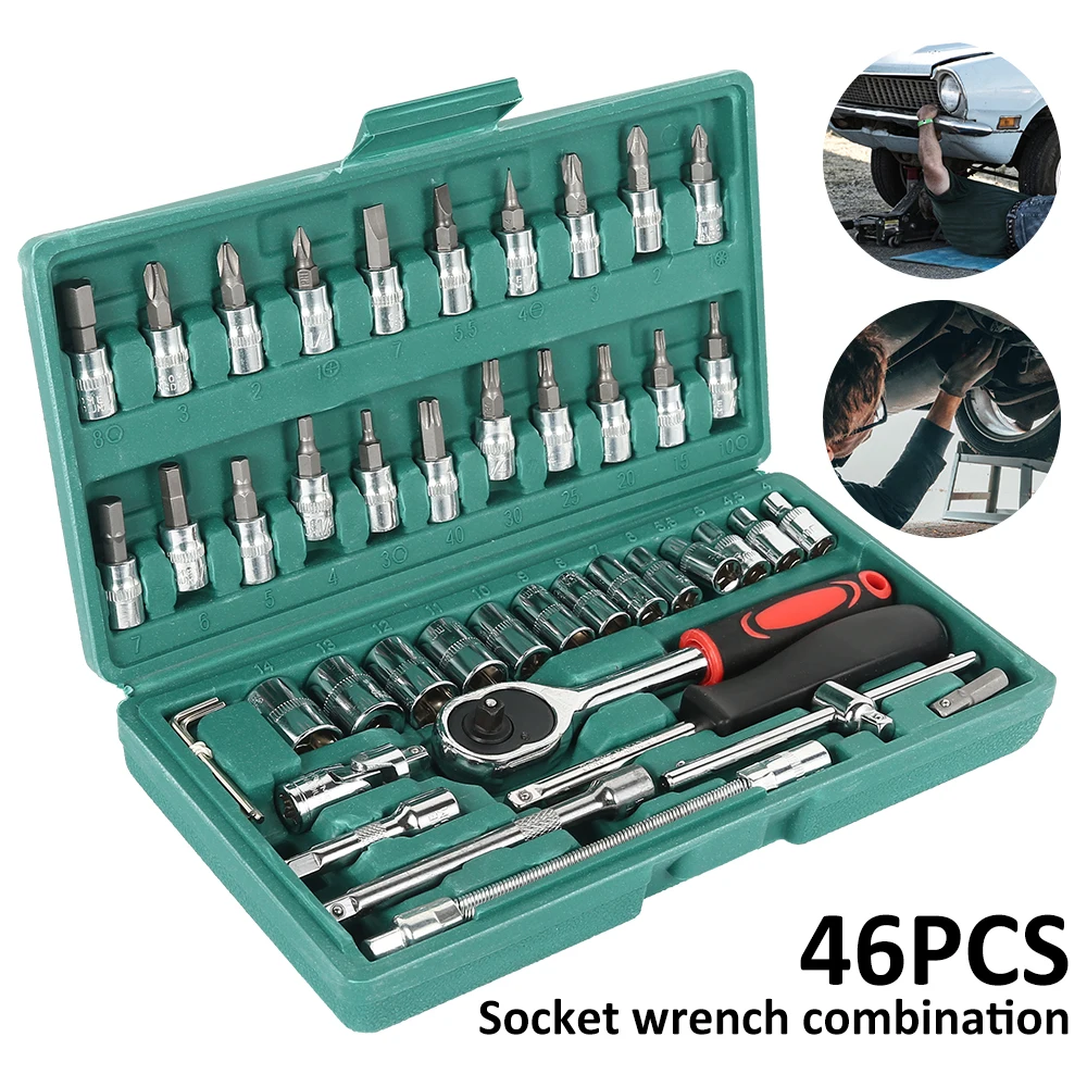 46pcs Sleeve Wrench Assembly Ratchet Wrench Set Car Motorcycle Bicycle Combination Repair Hand Tools Sleeve Socket Spanner Kit 46pcs Sleeve Wrench Assembly Ratchet Wrench Set Car Motorcycle Bicycle Combination Repair Hand Tools Sleeve Socket Spanner Kit