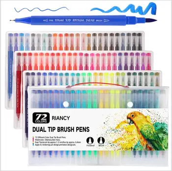 

100PCS Colors Marker Pens Drawing Painting Watercolor Art FineLiner Dual Tip Brush Pen School Art Supplies 04371