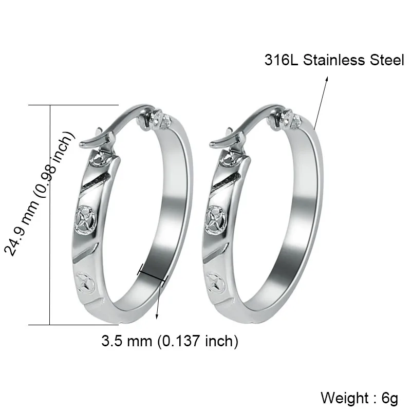 1357 Silver Серебряные/Золотые серьги-кольца для женщин, круглые серьги-кольца из нержавеющей стали, Женские Ювелирные изделия, вечерние аксессуары, подарок - Окраска металла: 1357 Silver