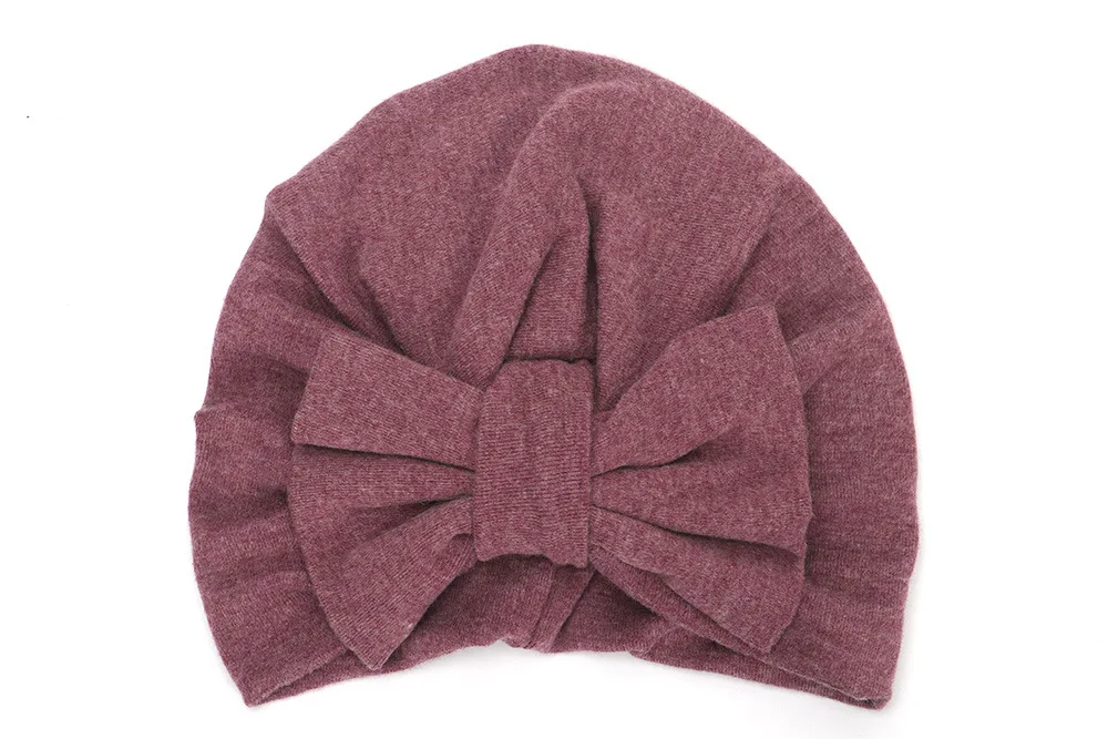 as picture Fashion Autumn Winter Warm Baby Hat Big Bow Elastic Cotton Baby Beanie Cap Multicolor Infant Turban Kids Hair Accessories - Цвет: as picture