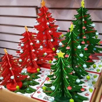 

Cute Home Christmas Ornament Pendant Decor Crafts 3D Wooden Assembling Christmas Tree Home Bedroom Decor LXY9