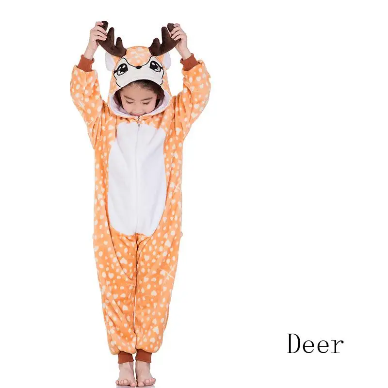 Kigurumi/Детские пижамы с единорогом; детские зимние комбинезоны; одежда для сна; пижамный комплект для мальчиков и девочек; Симпатичная Пижама Тоторо-животных - Цвет: New Deer