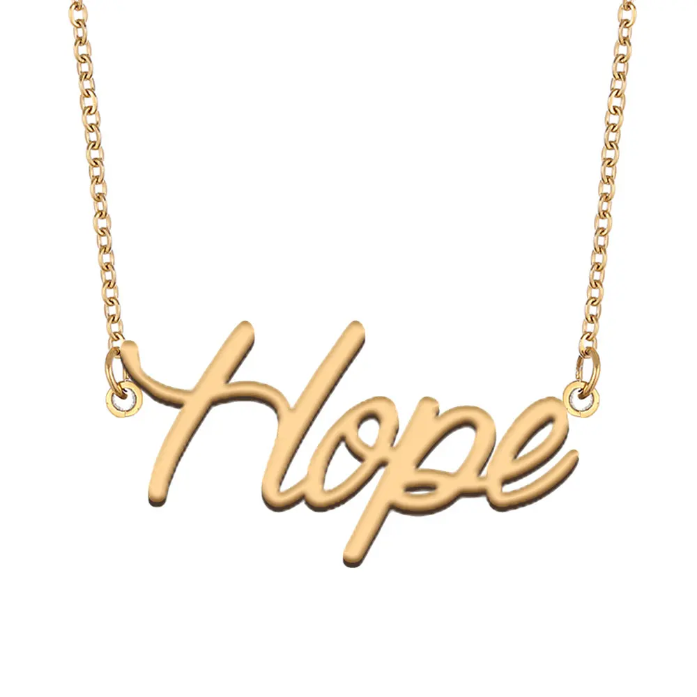 

Hope Name Necklace for Women Stainless Steel Jewelry Gold Plated Nameplate Chain Pendant Femme Mothers Girlfriend Gift