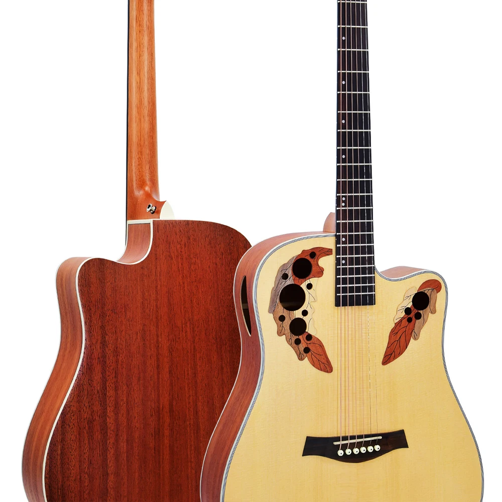 Роза 41 дюймов Акустическая гитара в форме виноградины звук отверстие Класс в Еловая панель из красного дерева задняя матовая для начинающих AGT101