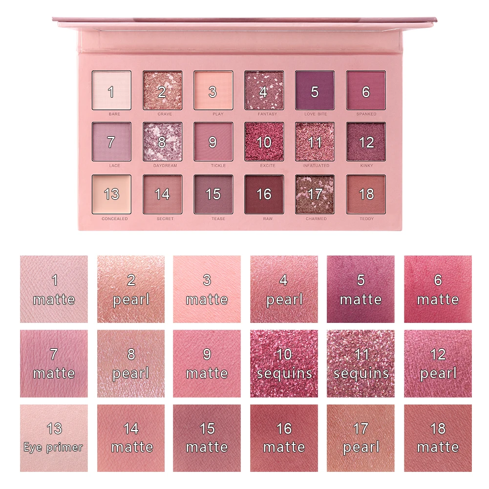 Miss Rose тени для век Pallete 18 цветов красочный мерцающий матовый перламутровый телесный водонепроницаемый профессиональный Палитра теней для век тени для век