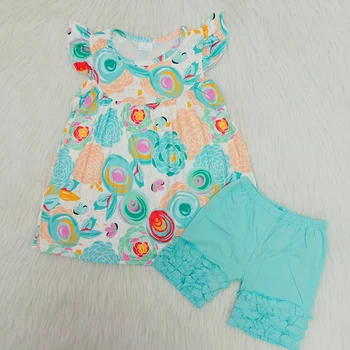 

lovely flutter sleeve tops ruffle baby girl summer outfit children boutique floral tops clothing kid girl boutique clothing set