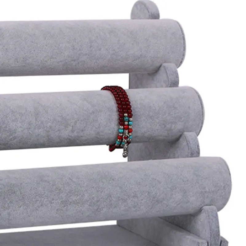 

Triple Bracelet Stand Jewelry Display Shelf Bangle Gray Holder Storage Organizer N0HE