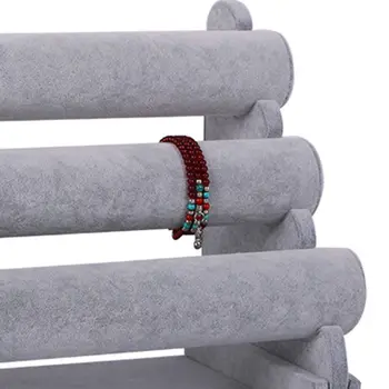 

Triple Bracelet Stand Jewelry Display Shelf Bangle Gray Holder Storage Organizer N0HE