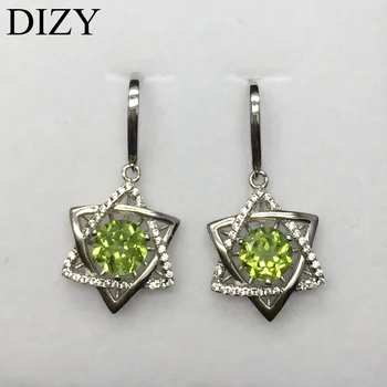 激安 Dizy 本物の 925 スターリングシルバー 2.0Ct 天然ペリドット宝石のドロップピアス結婚式婚約ファインジュエリー