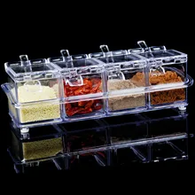 Behogar 4 шт. приправа коробка стойка горшки для специй контейнер для хранения Cruet Органайзер w/крышка ложка кухонная утварь принадлежности аксессуары