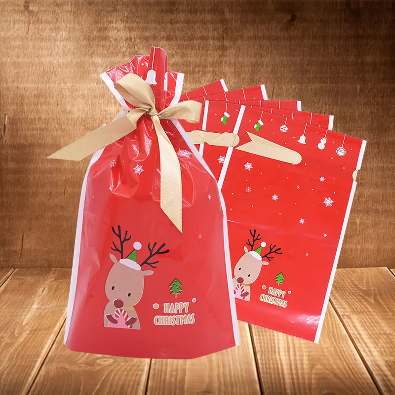 

5/10Pcs Christmas Candy Cookies Pack Bag New Year Gift Bag Xmas Santa Claus Gift Biscuits Plastic Bags For Party Decor