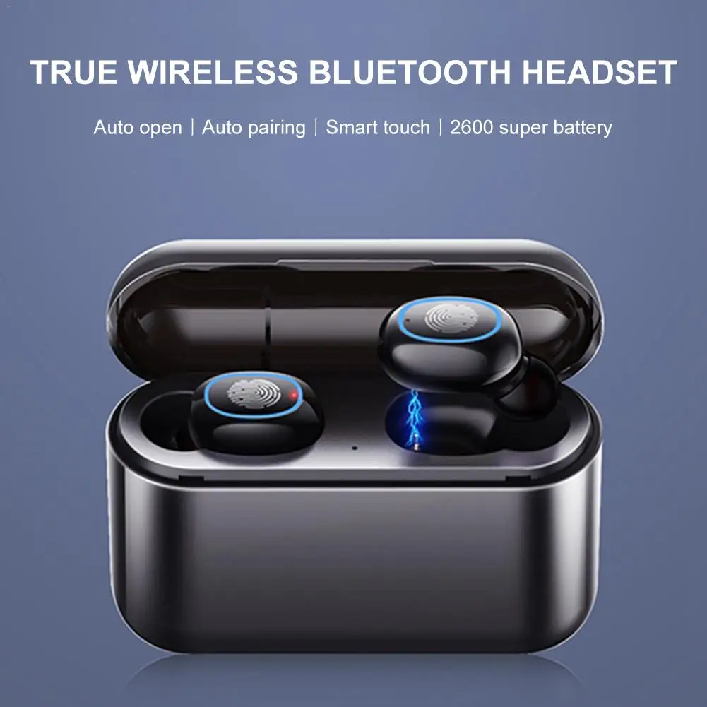 Мини TWS беспроводные наушники 5,0 Bluetooth наушники с двойной микрофон зарядная коробка гарнитура встроенный 2600 мАч аккумулятор наушники вкладыши