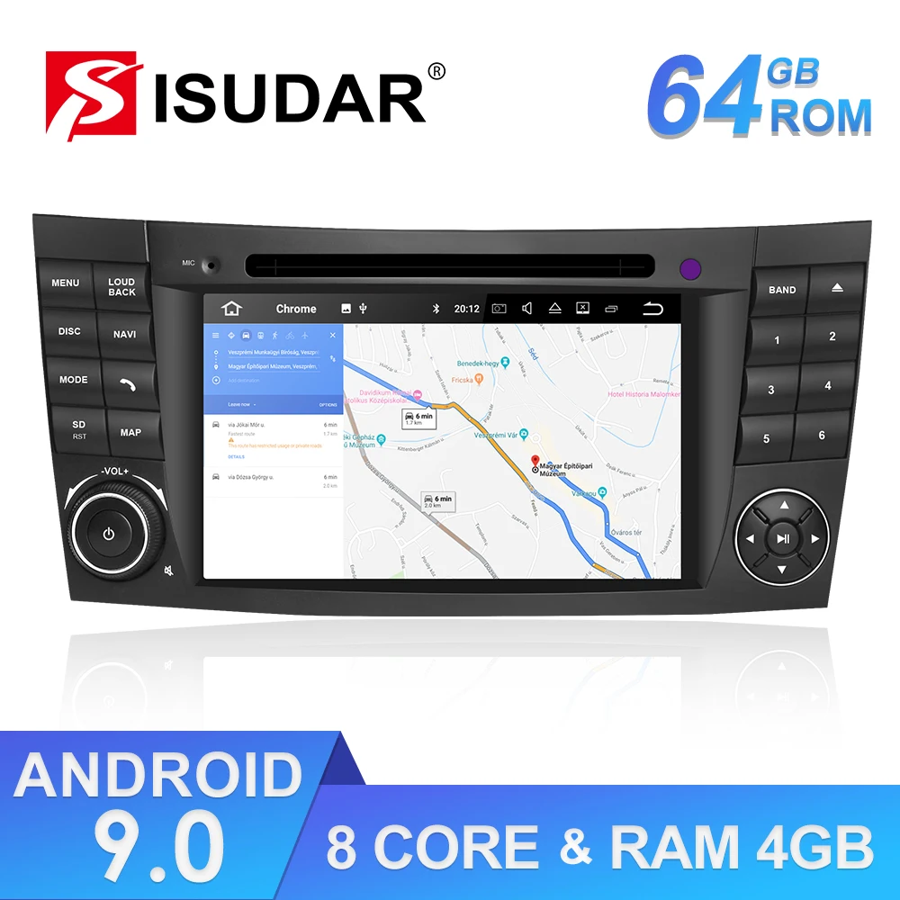 Isudar rom 64 Гб 2 Din Android 9 Авто радио для Mercedes/Benz/E-Class/W211/CL Автомобильный gps Мультимедиа Восьмиядерный ram 4 игровой ноутбук DVR DSP FM