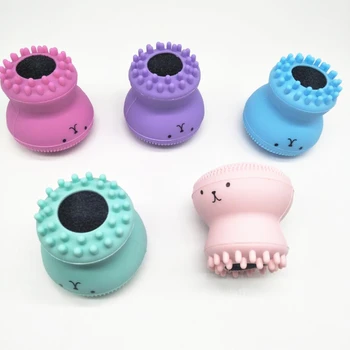 

50pcs / bag Cute Octopus Soft Silicone Washing Cleaning Brush Portable Deep Pore Cleaning Exfoliator Skin Care tool Non - toxic