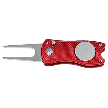 

Foldable Golf Divot Tool Pitch Groove Cleaner Golf Training Aids Golf Accessories Red