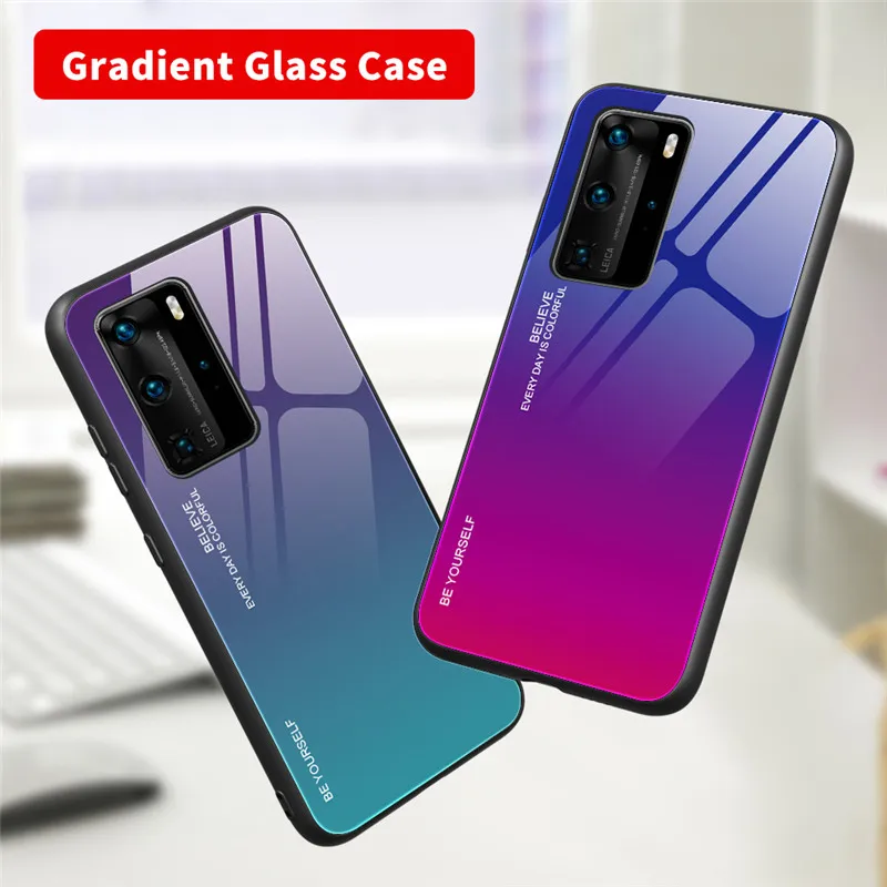 Роскошный стеклянный чехол с градиентом для телефона Huawei P Smart Plus Y9 Y9S 2019 Z 2020 Honor 10I