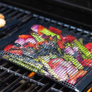

BBQ Mat Grill Mesh Bag Reusable Mesh BBQ Bag PTFE Nonstick BBQ Grill Mat Oven Baking Smoker Mat Barbecue Pad Grill Accessories