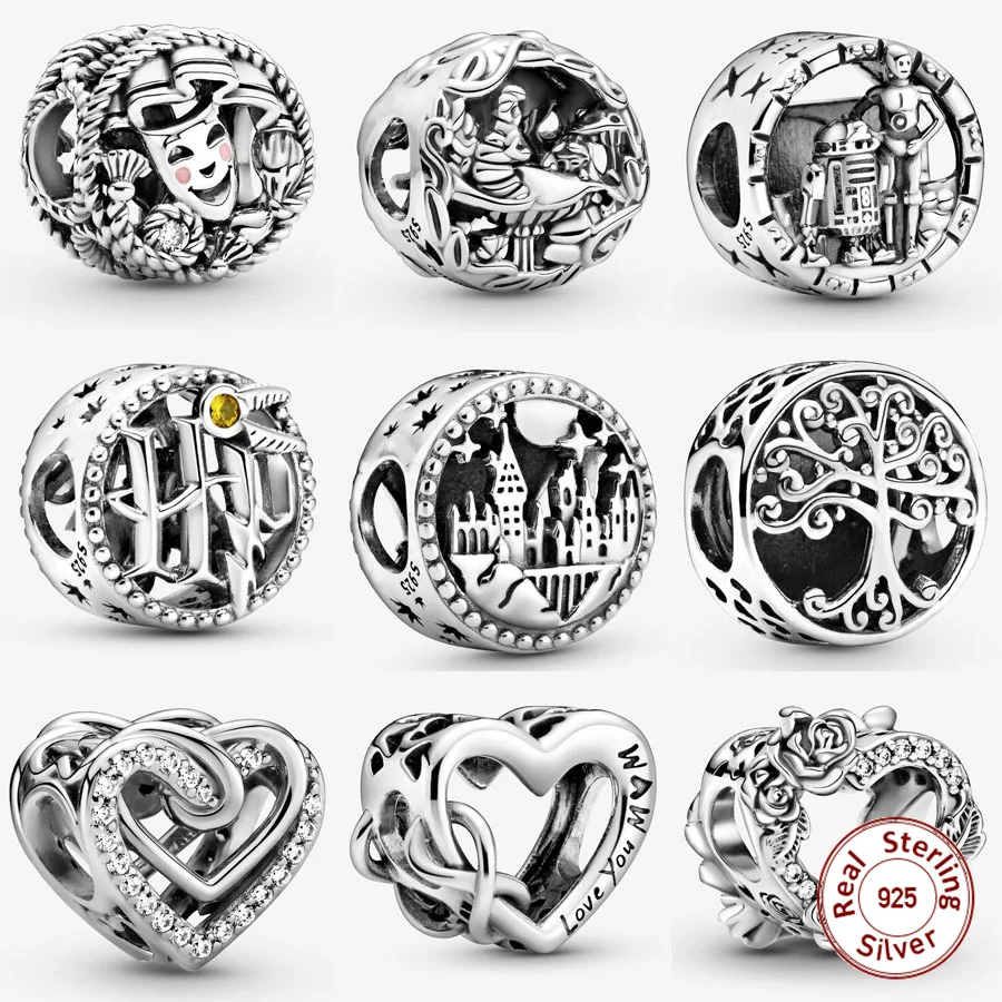 

Wholesale Charm Hot sell 925 Sterling Silver Retro Hollow Charm Fit Pandora Bracelet Entwined Heart Bead DIY Charm Jewelry
