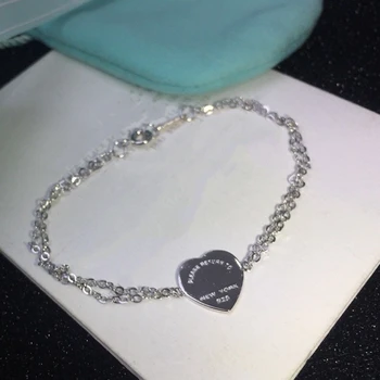 

1:1 LOVE Heart Bracelets Bangles S925 Sterling Silver for Ladies Anniversary Valentine Gift Hot Sale Fashion Jewelry