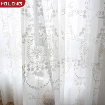 

Embroidered White Tulle Curtains for the Living Room Modern Sheer Curtain for Bedroom Kitchen Window Voile Custom Size