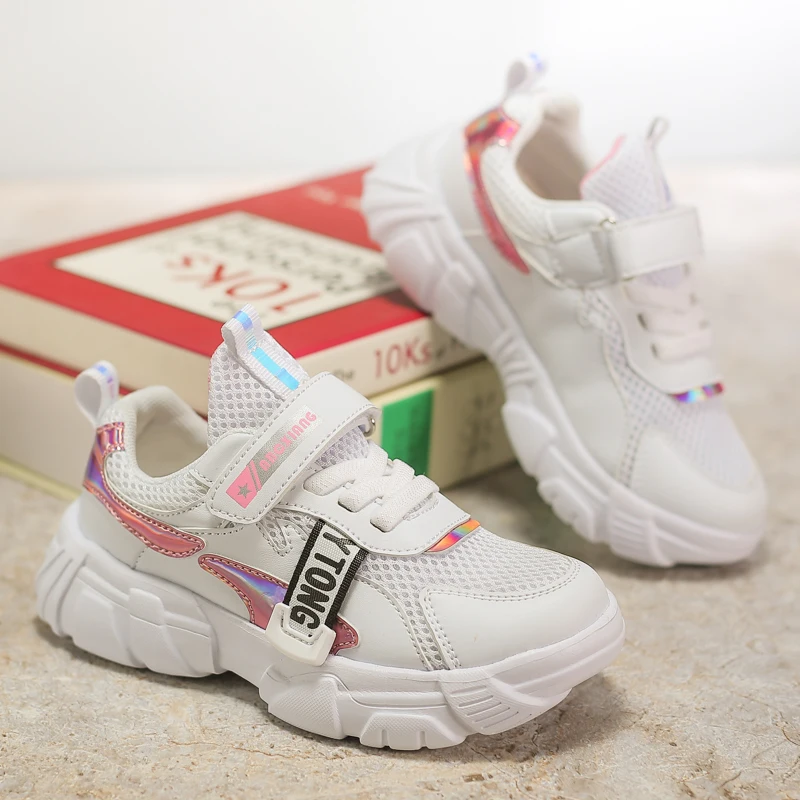 ULKNN Girls' Shoes 2020 Spring  Autumn 3 GIRL'S 4 Mesh 5 Soft-Sole Spring Small CHILDREN'S 9-Year-Old KIDS White Sports Shoes