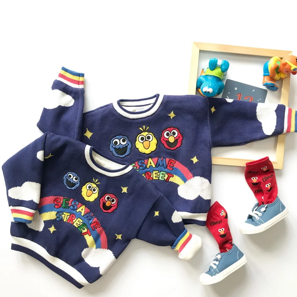 Tonytaobaby/детская одежда; плюшевый свитер с милым рисунком радуги; плюшевый утепленный Хлопковый вязаный свитер с вышивкой