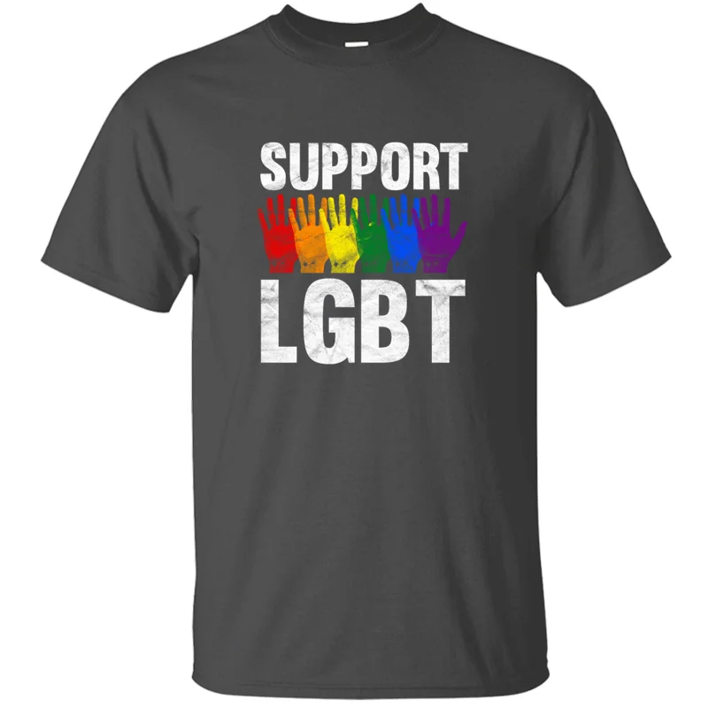 

Knitted Support Lgbt T-Shirt Man Humorous Anti-Wrinkle O-Neck Clothing Tshirts Oversize S-5xl Camisetas Hiphop Top