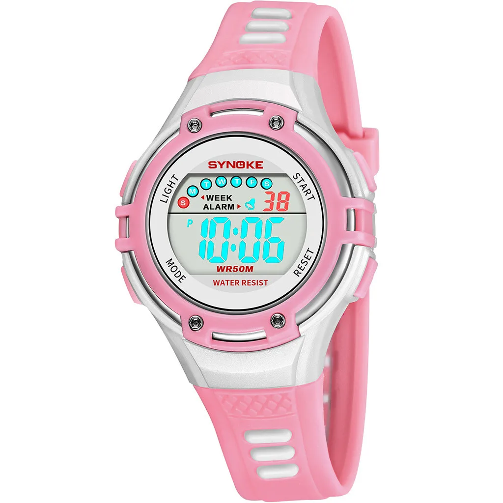 Модные детские часы, 50 м, водонепроницаемые кварцевые наручные часы для детей, reloj deportivo, часы для мальчиков и девочек, студенческие часы, montre enfant - Цвет: Pink