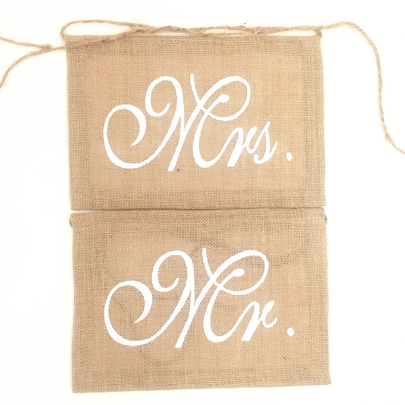 

2Pcs/1Bag Mrs Mr Chair Decorative Flag Wedding Banner Rectangular Decor