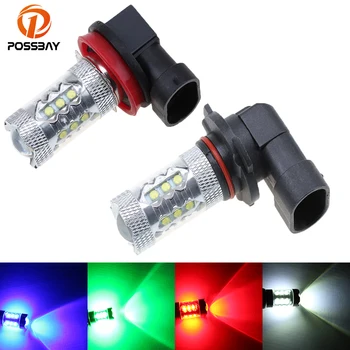

POSSBAY Car Light 1156/1157/3156/3157/7440/7443/9005/9006 Socket 80W LED Fog Lamps 1600LM White/Red/Blue/Green Driving Bulbs