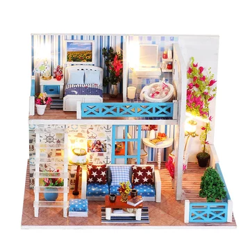 

DIY Doll House Wooden Doll Houses Miniature Dollhouses Toys with Furniture LED Lights Birthday Gift