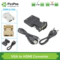PzzPss VGA zu HDMI Konverter Adapter 1080P VGA Adapter Für PC Laptop zu HDTV Projektor Video Audio HDMI-kompatibel zu VGA