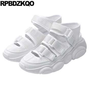 

genuine leather women sandals 2019 summer famous brand high quality pumps shoes platform designer sneakers white flat gladiator