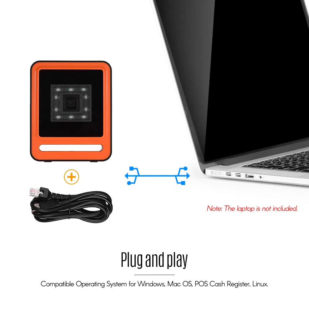 Aibecy Hands-free USB проводной 1D 2D QR сканер баркодера Настольный многонаправленный считыватель штрих-кодов для супермаркет, розничная торговля