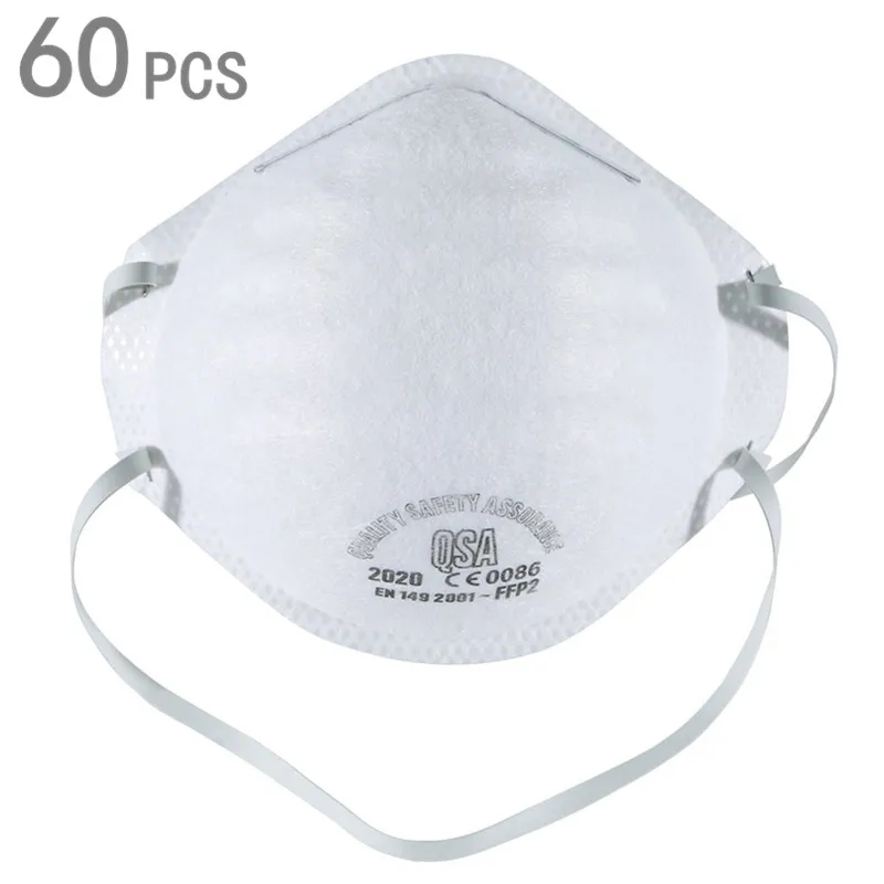 

60pcs Anti Influenza FFP2 Mask Anti Pm2.5 Round Dust Masks Anti-Fog Headband Bicycle