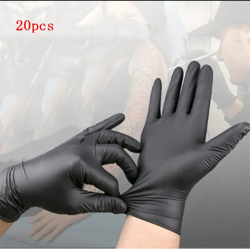 20 шт. татуировки аксессуары Isposable черные перчатки для лабораторий Attoo перчатки одноразовые Водонепроницаемый без латексные перчатки октября