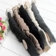 Женские зимние вязаные гетры с кружевной отделкой; Вязаные гольфы