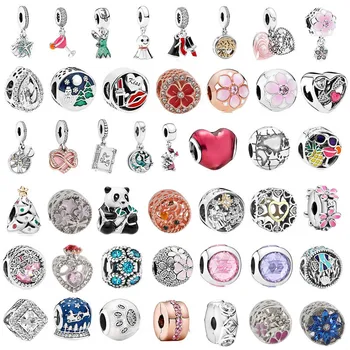 

New product Silver Color Bead Charm Shining Elegance Clip Stopper Charms Crystal Fit Pandora Bracelets Women DIY Jewelry