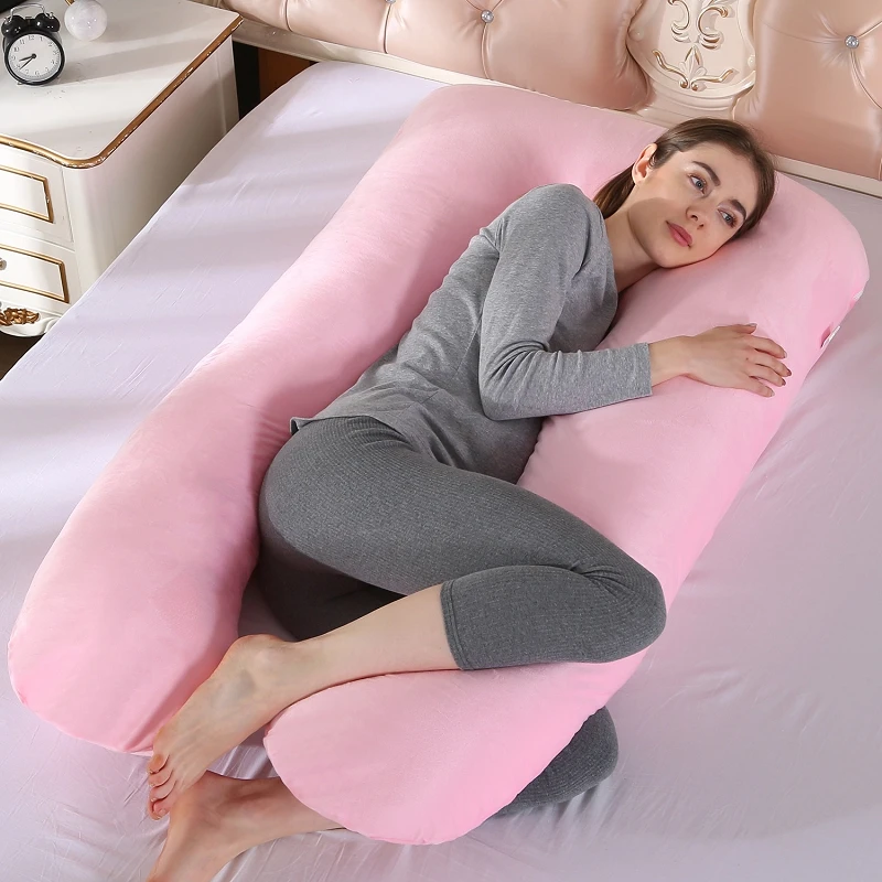 Bubble Kiss U-Shape Large Pregnancy Pillows Cotton Sleep Support Pillow For Pregnant Cartoon Pattern Maternity Side Sleepers 5