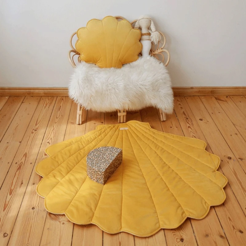 ins-nordic-newborn-play-pad-baby-cotton-crawling-carpet-blanket-shell-shape-crawling-play-mat-rug-kid-children-room-decoration