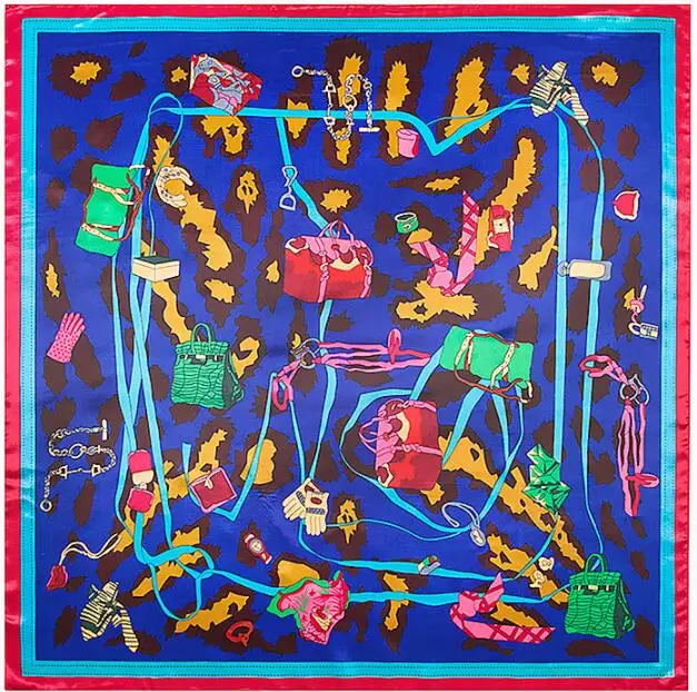 

Шарфы женские шелковые квадратные с леопардовым принтом, 90 х90 см