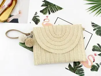 

2019 Women Solid Color Straw Handbags Fashion Rattan Crossbody Bag Summer Ladies Handmade Woven Beach Bohemia Messenger Bags
