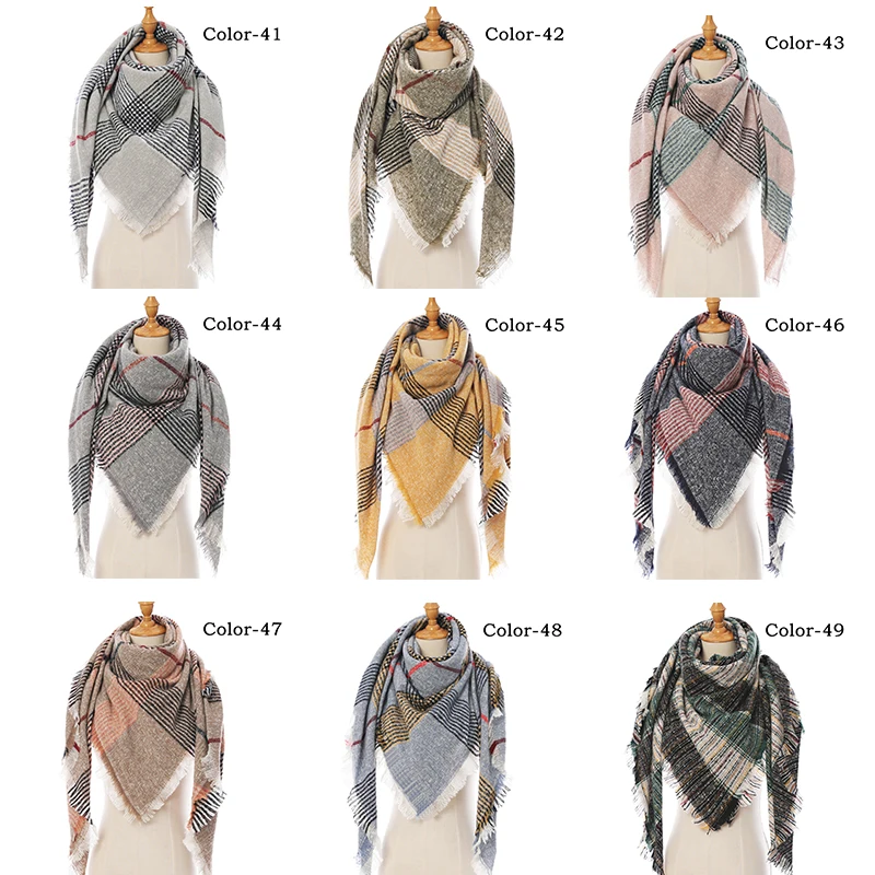 2021 new Cashmere Scarf For Women Plaid Knitted Triangle Pashmina Winter Warm Shawl Wraps Bufanda Female Soft Neck Echarpe