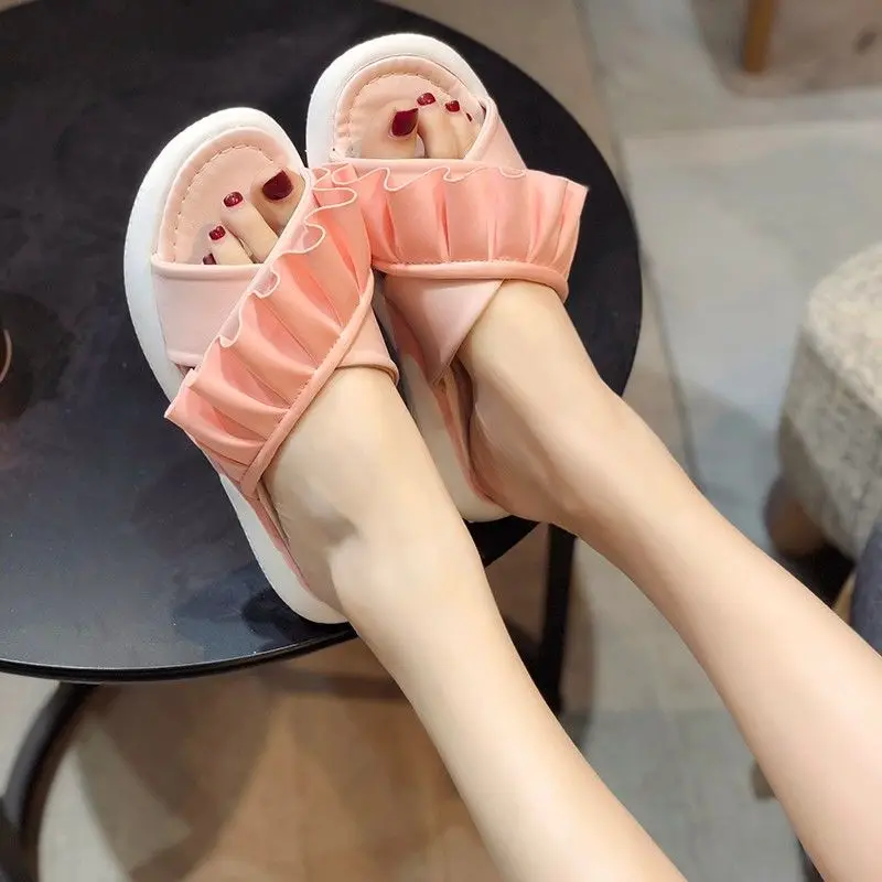 

Lotus leaf pink shoes womens sandals girls summer beach shoes 2020 fashion 4.5-27 cm ladies leisure sandals