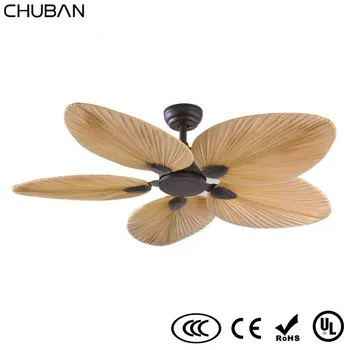 

2020 High Quality Ceiling Fans with Light Natural Breeze Palm Leaf Fan Blades Lamp Free Shipping Ceiling Fan with Remote Control